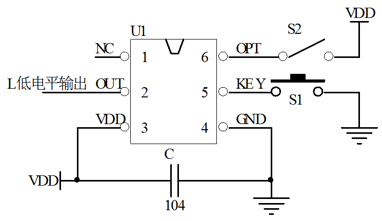 長按1秒開關(guān)鍵IC參考電路