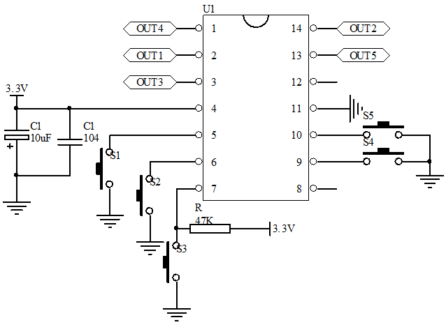 5路觸發開關芯片