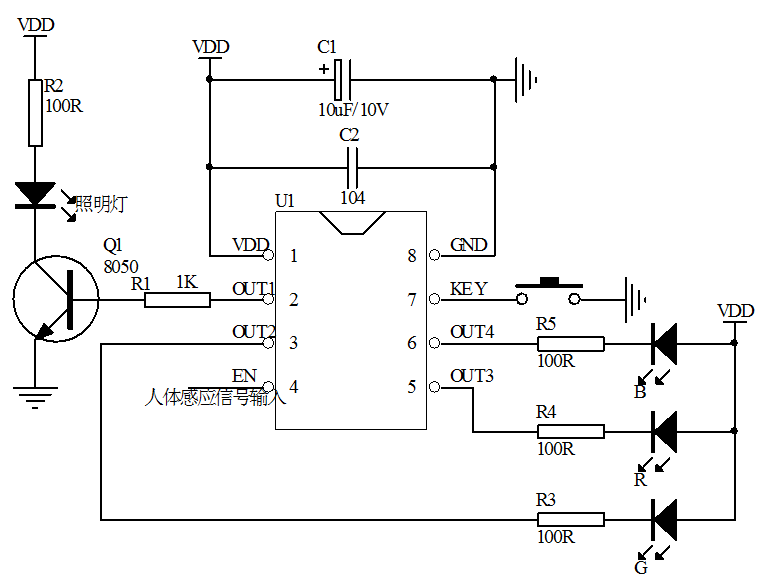 人體感應馬桶燈方案開發