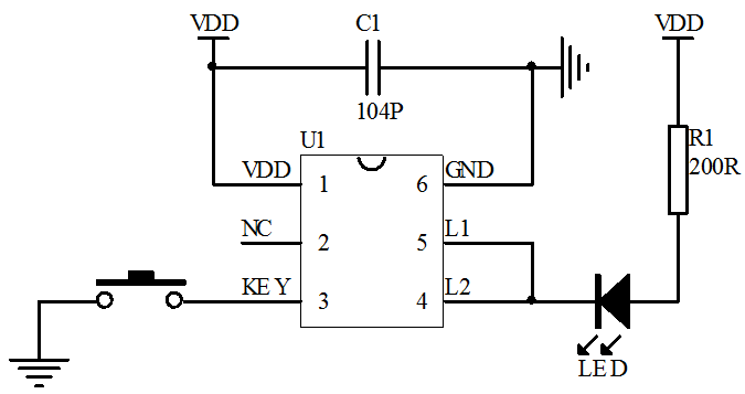 快閃-慢閃-常亮三段閃燈芯片EC105C-06