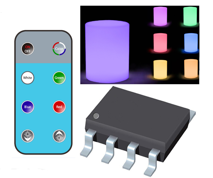 七彩漸變8鍵遙控小夜燈IC