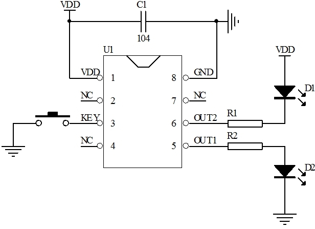 單鍵兩檔調光IC