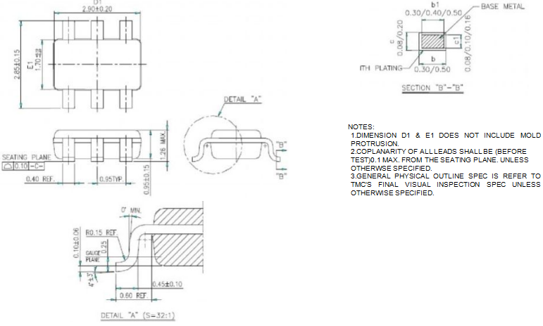 觸摸芯片EC2302封裝尺寸圖