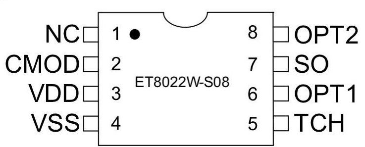 ET8022W單按鍵觸摸芯片腳位圖