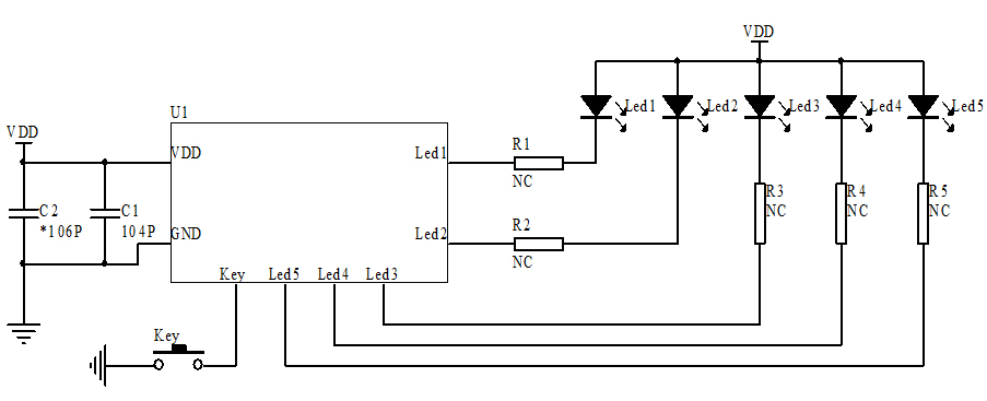 自行車尾燈芯片電路