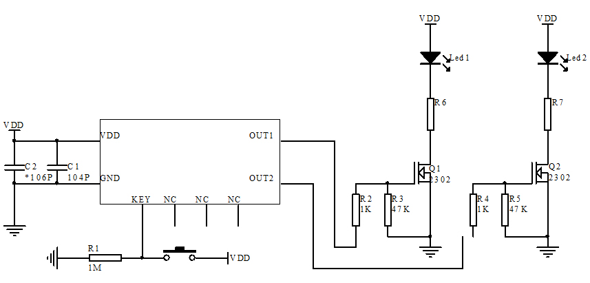 LED色溫切換調光芯片電路